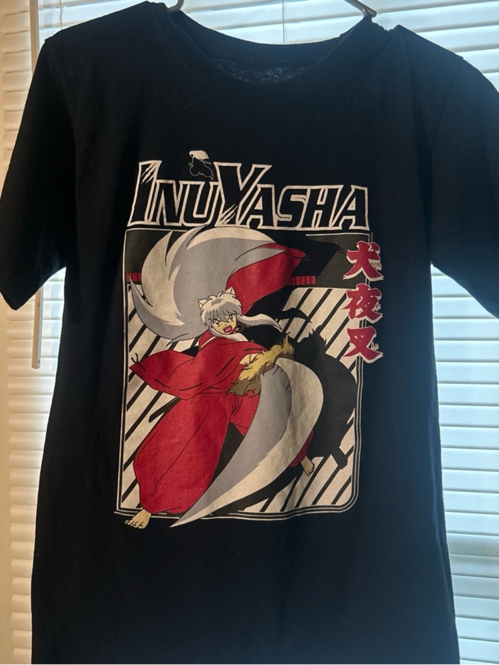 InuYasha Graphic Short Sleeve Tee - Black & Red Anime Shirt